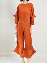 Luxury 2-Piece Pleated Textured Wide Leg Pant Set